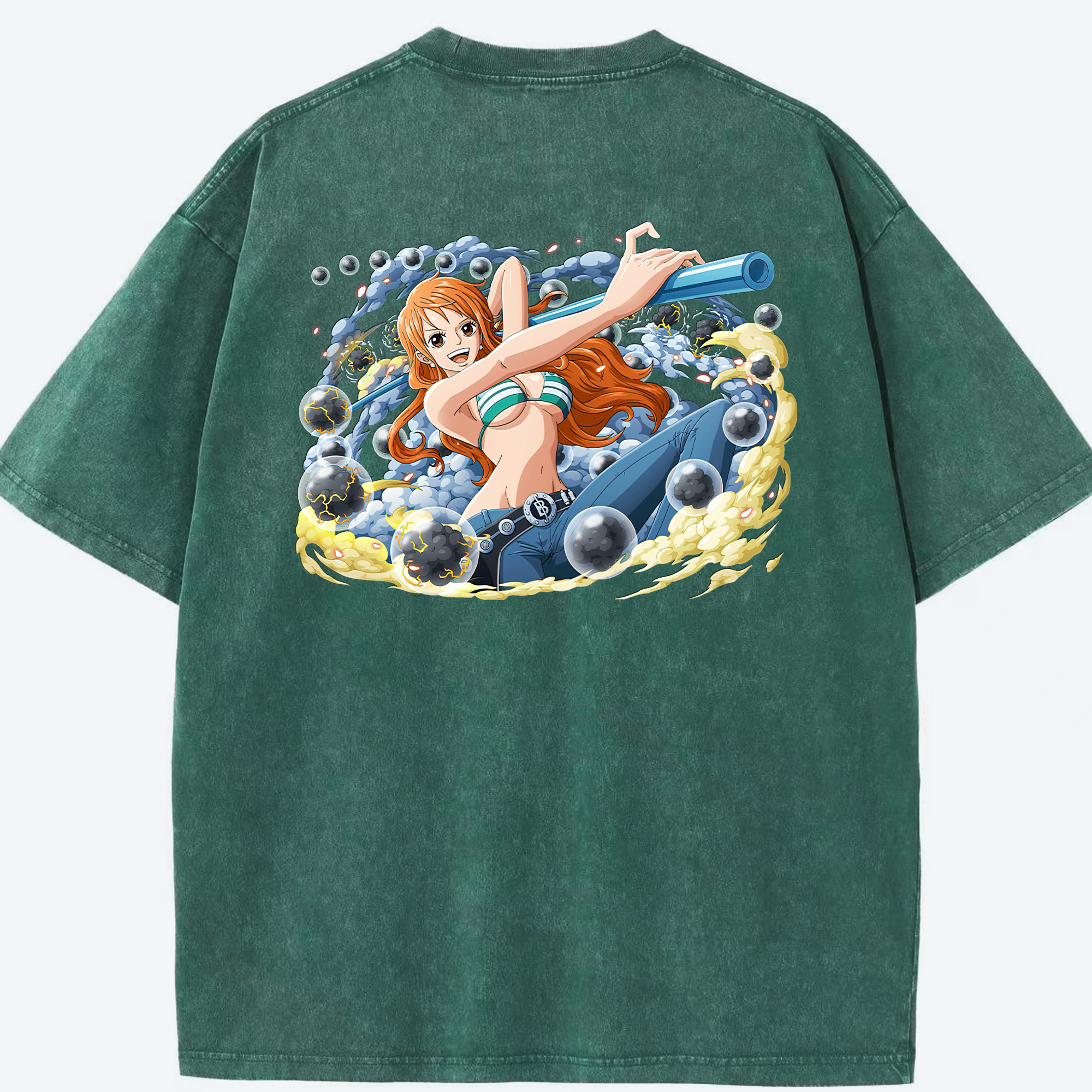 ワンピース ナミ ONE PIECE Nami 綿100% ヴィンテージ風 半袖Tシャツ（背面プリント）
